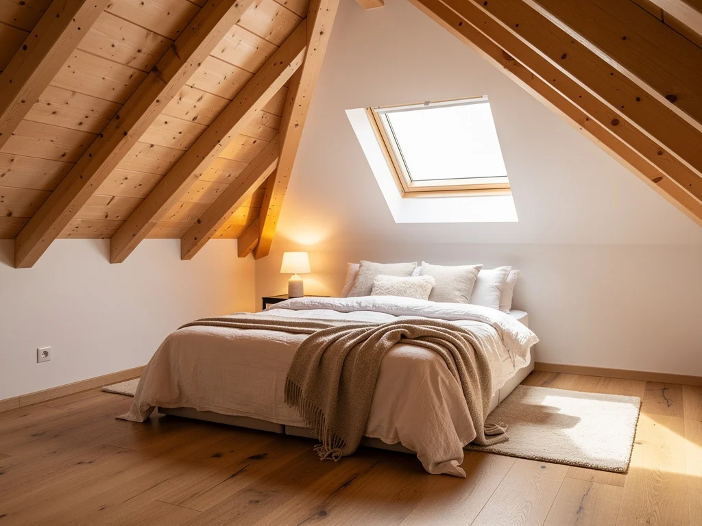Chambre sous combles rampants terminée, chaude et lumineuse